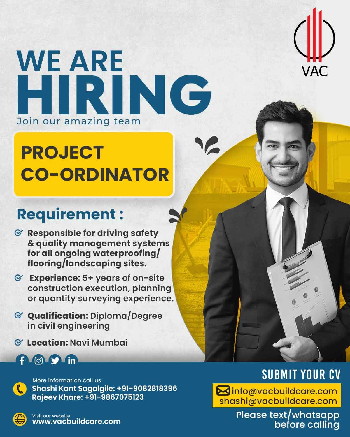 We are Hiring - Project Co-ordinator